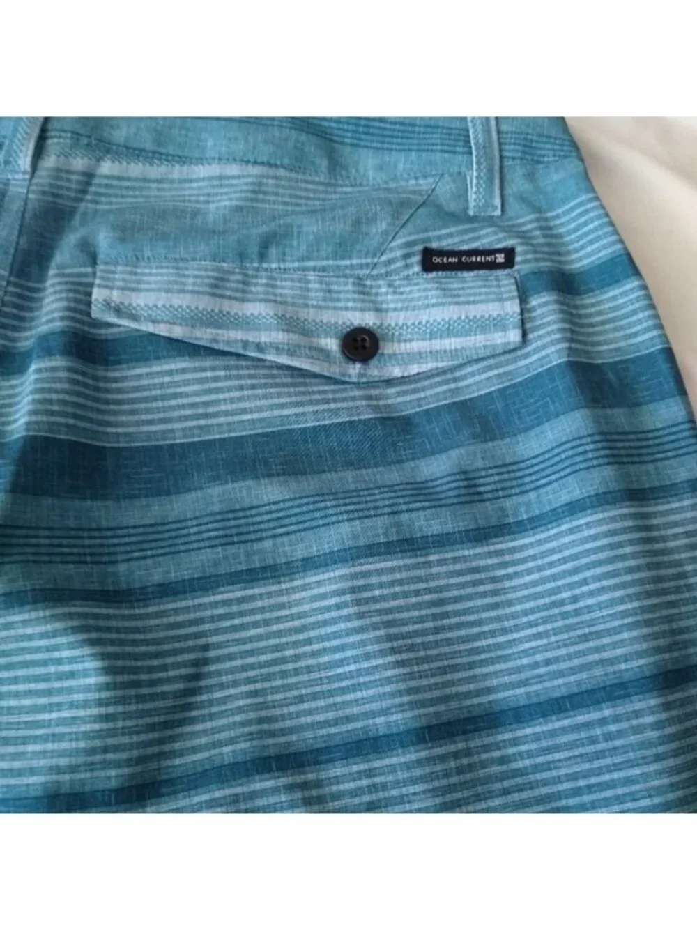 Ocean Current Blue Stripes Board Shorts, size 36